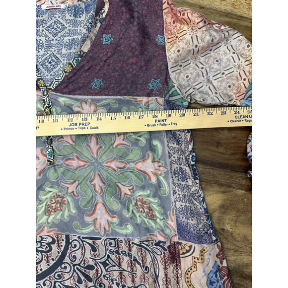Johnny Was Women Floral Patchwork Embroidered V-neck Tunic silk Top Size Medium - Picture 11 of 12